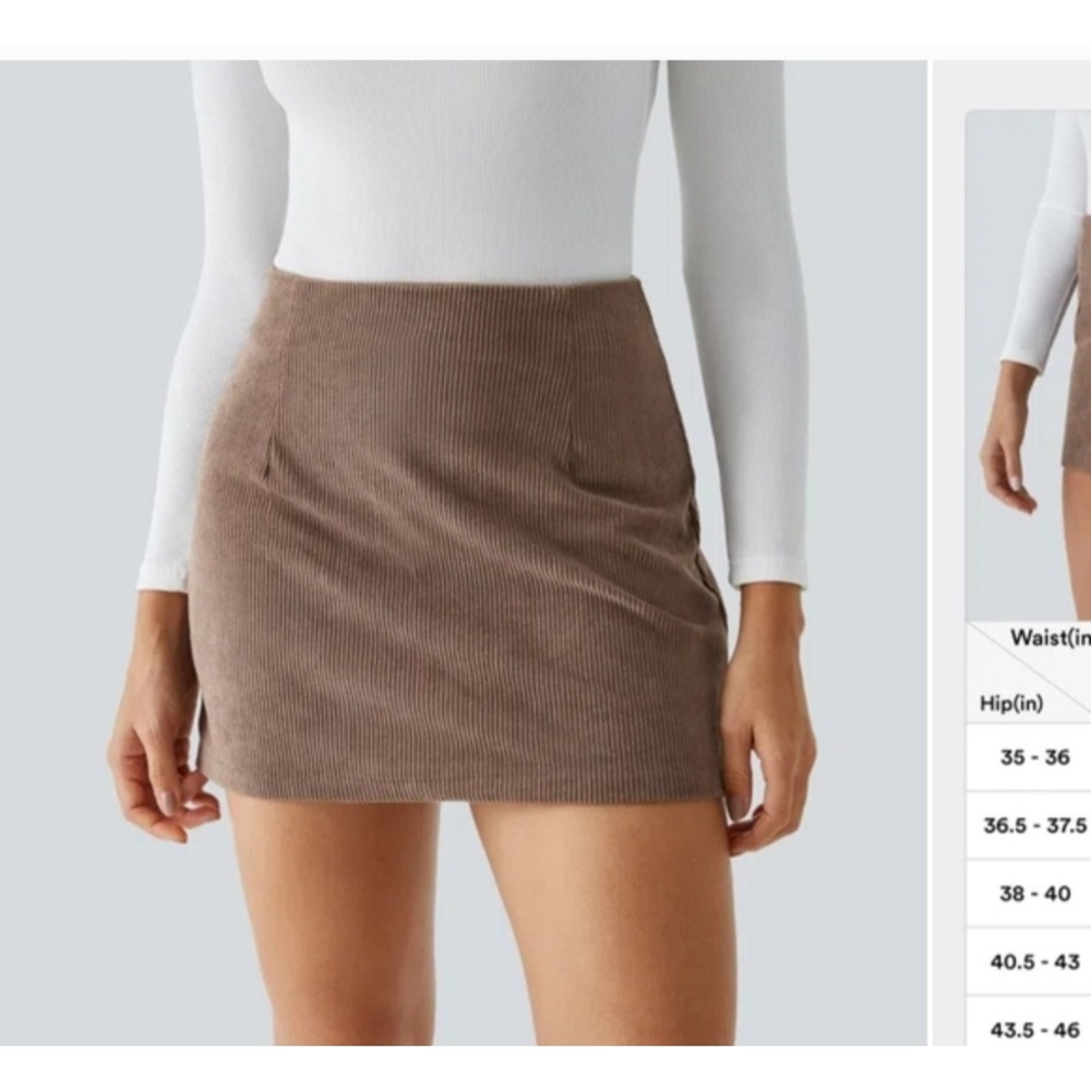 Halara Corduroy Mini Skirt High Waisted Back Zip Short Skirt